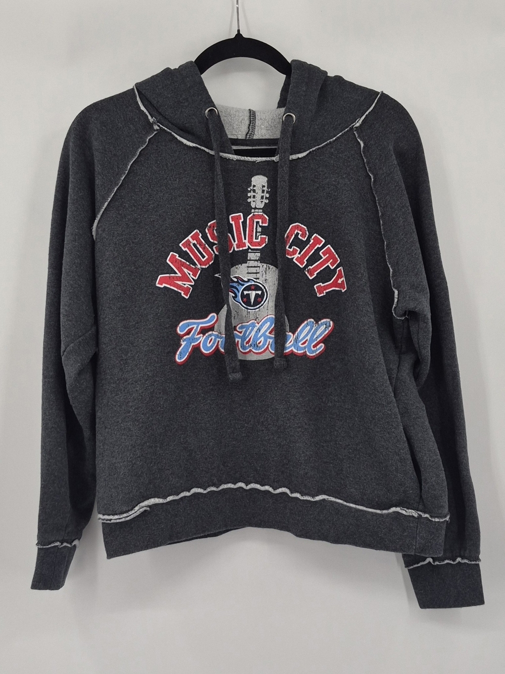 Music City Football Women's NFL Hoodie Sweatshirt Distressed Guitar Size Med